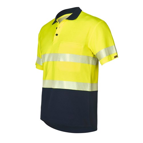 ELEVEN Workwear Spliced Hi-Vis 'Hoop' Taped Cotton Back Polo Shirt