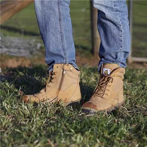 MONGREL 'P' Series Wheat High Leg Zip Sided Safety Boots 251050