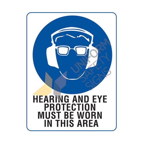 Hearing And Eye Protection Metal Sign 300x225mm