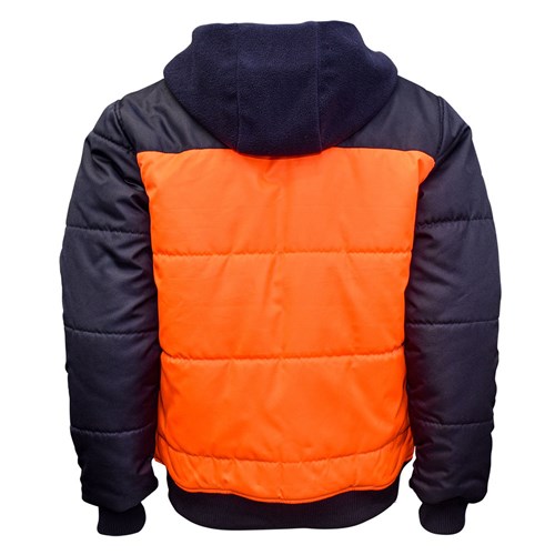 Eleven Workwear Hi-Vis Spliced Quilted Jacket w/ Fleece Hood