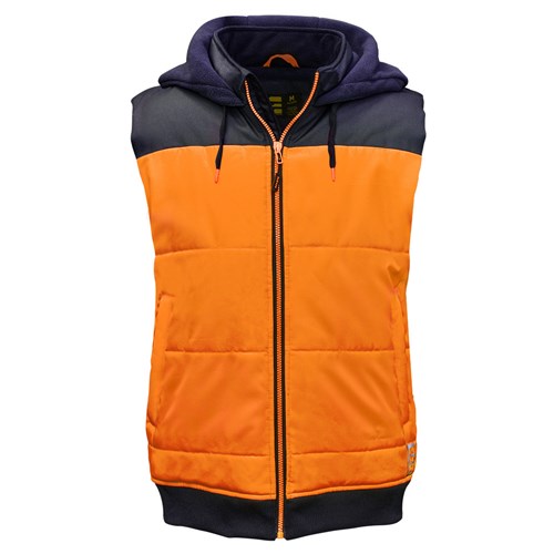 ELEVEN Workwear Hi-Vis Spliced Quilted Vest w/ Fleece Hood