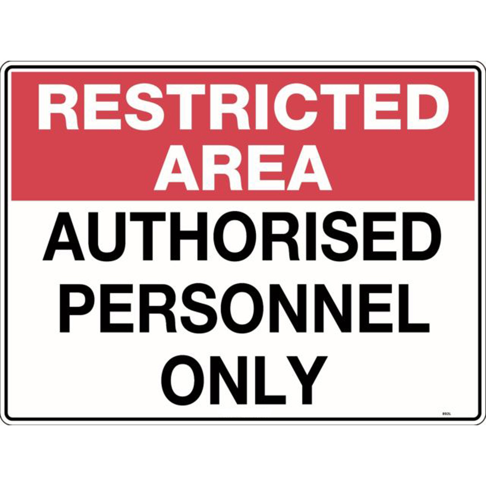 832221 892LSM Restricted Area Auth Personnel Only Metal 450x300